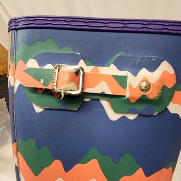 Hunter Kids First Storm Stripe Electric Rain Boots Size 4B/5G Green Blue Boys Gi - Picture 12 of 14